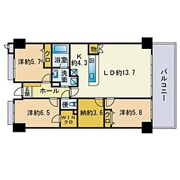 アイランドシティインフィニガーデンS棟 3SLDKの間取図画像