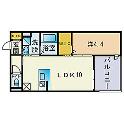 トリファイン和白 1LDKの間取図画像