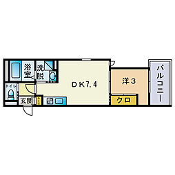 トリファイン和白 1DKの間取図画像