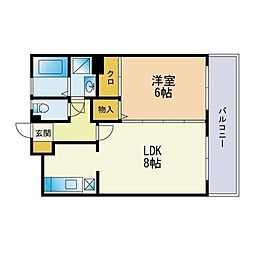 ヴィンテージ唐原2 1LDKの間取図画像