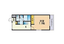 ピュアリビエール 1Kの間取図画像
