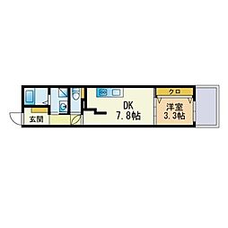 エミネンス香椎駅前 1DKの間取図画像
