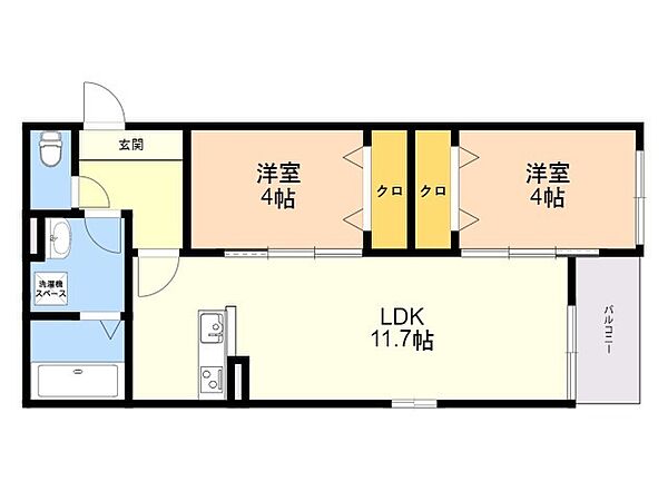 グランレーヴ長丘 302｜福岡県福岡市南区長丘５丁目(賃貸アパート2LDK・3階・46.53㎡)の写真 その2