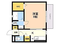 ベルメゾン和田 1階1Kの間取り