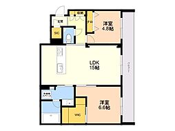 福岡市南区高宮3丁目マンション 2LDKの間取図画像