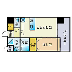アクシオン高宮PREGIO 1LDKの間取図画像