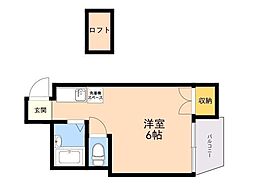 ソレーユ大橋 1Kの間取図画像