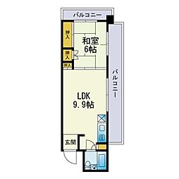 ヒルズ平和 1LDKの間取図画像