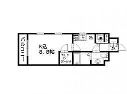 アネーロ高宮 1Kの間取図画像