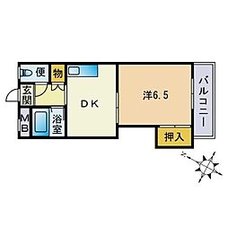 斉藤ハイム 1DKの間取図画像