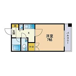サルヴァトーレ大橋 1Kの間取図画像