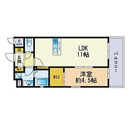 LIBTH-高宮通り 1LDKの間取図画像