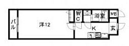 エレガンス秋山2 1Kの間取図画像