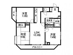 エレガンス秋山 3LDKの間取図画像