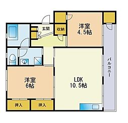 パークサイド長丘 2LDKの間取図画像