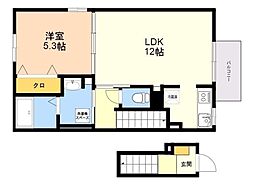 セレーノ柏原 1LDKの間取図画像