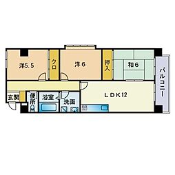 グランディ野間 3LDKの間取図画像