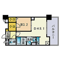 HF平尾レジデンスイースト 1DKの間取図画像