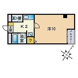 エクセルメゾン高木 1Kの間取図画像