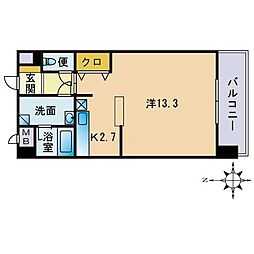 アミューゼ南高宮 1Kの間取図画像