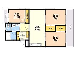 上平田マンション 3LDKの間取図画像