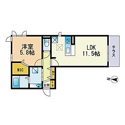 D-room那の川 1LDKの間取図画像