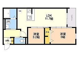 robot home 高宮 2LDKの間取図画像