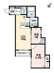 robot home 大橋 2LDKの間取図画像