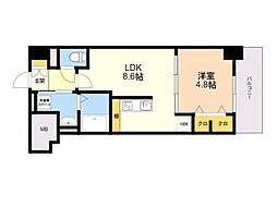 エスペランサ大橋 1LDKの間取図画像
