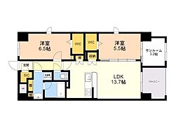 RISOIE-CINQ 2LDKの間取図画像
