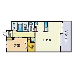 クリエート日赤通り 1LDKの間取図画像