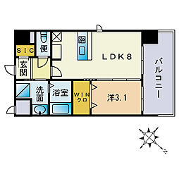 アクシオン高宮駅前グラシア 1LDKの間取図画像
