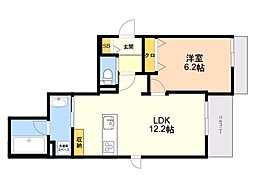 HARU高宮 1LDKの間取図画像