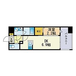 ツインズ大橋B館 1DKの間取図画像