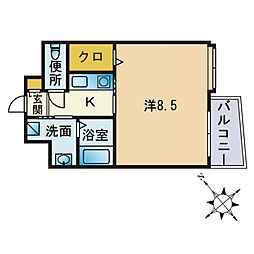 セレステ筑紫丘 1Kの間取図画像