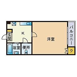 サンメルト高宮東 1Kの間取図画像