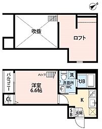 DearCourtR 1Kの間取図画像