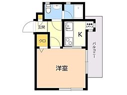 エステートモアDOUX高宮 1Kの間取図画像