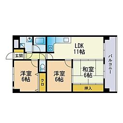 コンフォータブル高宮 3LDKの間取図画像