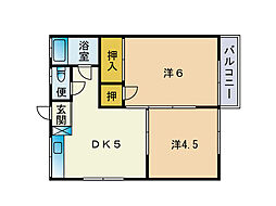 サンコーポ生の松原 2DKの間取図画像
