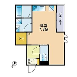 Ｇ−ｓｍａｒｔ姪浜 2階1Kの間取り