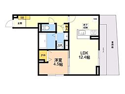 (仮)D-ROOM石丸II 1LDKの間取図画像