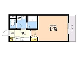 フライハイト姪浜 1Kの間取図画像