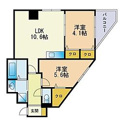ビエラコート姪浜 2LDKの間取図画像