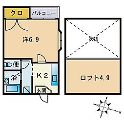 DEAR.FLAT姪浜 1Kの間取図画像