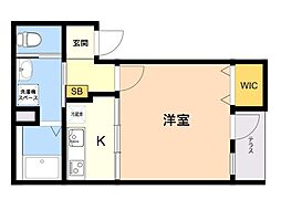 リテラス愛宕DUO 1Kの間取図画像