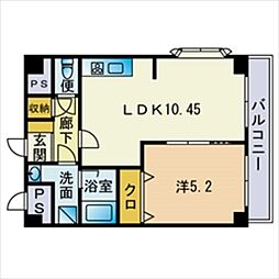 ウェルスグローリー姪浜 1LDKの間取図画像