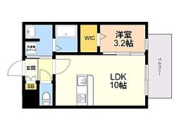 LIBTH姪浜駅前 1LDKの間取図画像
