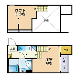 セレニティハイム ワンルームの間取図画像