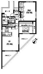 カルシア小戸B棟 2LDKの間取図画像